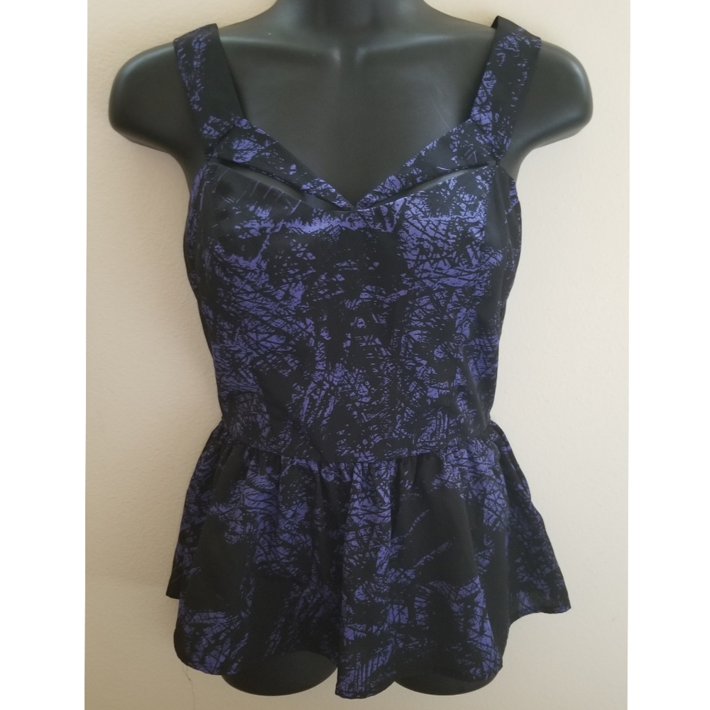 Metropark Black Violet Gothic Style Peplum Tank